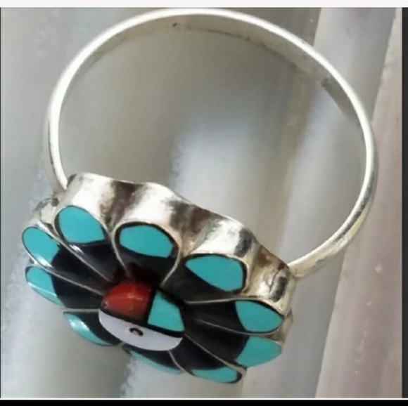 Zuni sun face ring... signed... vintage... authen - Picture 4 of 4